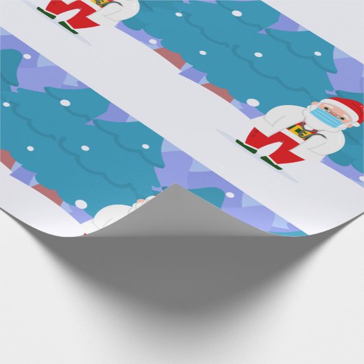 drサンタクロースcovidクリスマスマスク顔ドクター ラッピングペーパー (角)