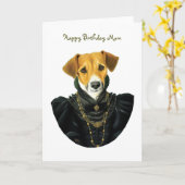 DR037 Jack Russell Terrier, Happy Birthday Mom カード (黄色い花)