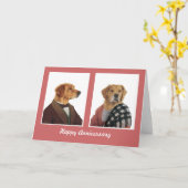 DR147ゴールデンレトリバー記念日カード カード (黄色い花)