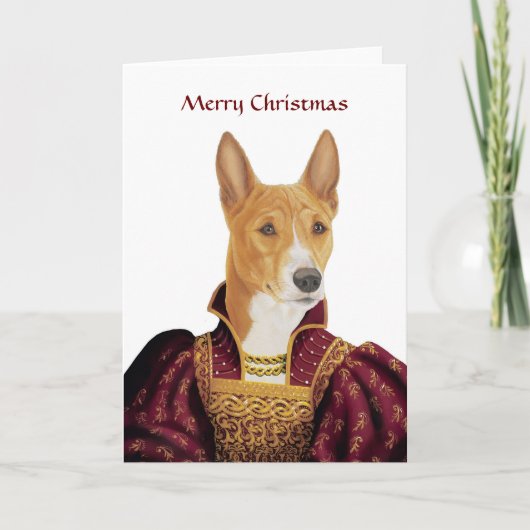 DR208 Basenji, Merry Christmas card シーズンカード (正面)