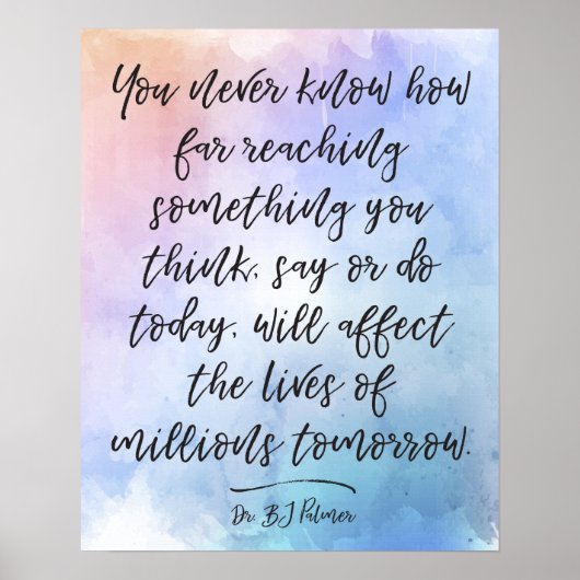 Dr. B.J.パーマー引用文書道水彩色 ポスター (正面)