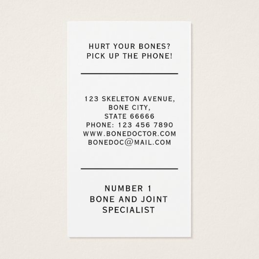 Dr. Bone Specialist Orthopedic Doctor Business Car (裏面)