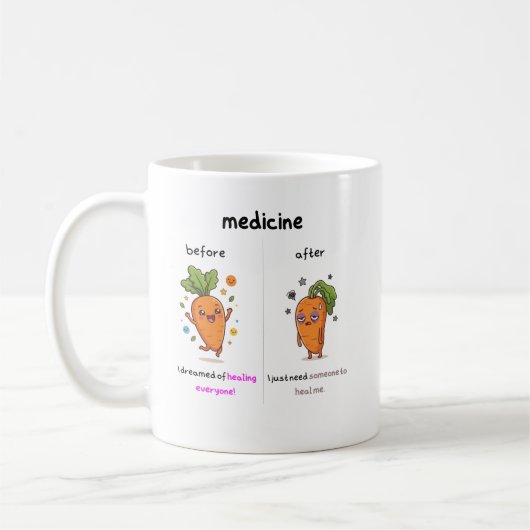 Dr. Carrot Before & After Med Funny Medical mug コーヒーマグカップ (左)
