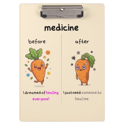 Dr. Carrot Before & After Medicine Funny Medical C クリップボード (正面)