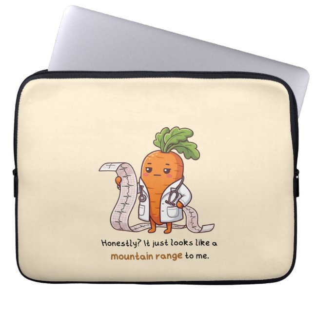 Dr. Carrot ECG Mountain Range Funny Medical Laptop ラップトップスリーブ (正面)
