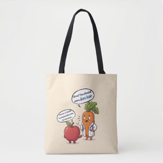 Dr. Carrot Series Funny Medical Pun Tote Bag  トートバッグ (正面)
