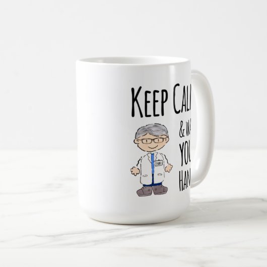 Dr. Fauci Calm保衣服お前のマスクは手を洗う コーヒーマグカップ (正面右)