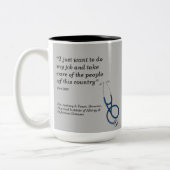 Dr. Forci、両面デザイン、グレー/淡い色のライム ツートーンマグカップ (左)