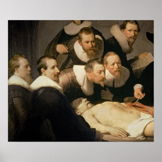 Dr. Nicolaes Tulpの解剖学のレッスン， 1632 ポスター (正面)