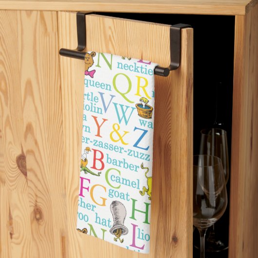 Dr. SeussのABCパターンと単語 キッチンタオル (三つ折り)