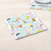 Dr. SeussのABCパターンと単語 スクエアペーパーコースター (アングル)