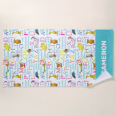 Dr. SeussのABCパターンと単語 ビーチタオル (正面)