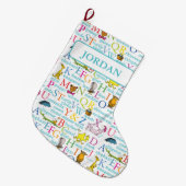 Dr. SeussのABCパターンと単語 ラージクリスマスストッキング (正面 (吊り時))