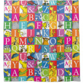 Dr. SeussのABCブロックカラフル文字パターン シャワーカーテン (正面)