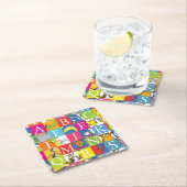 Dr. SeussのABCブロックカラフル文字パターン スクエアペーパーコースター (インサイチュ)