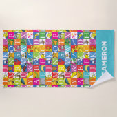 Dr. SeussのABCブロックカラフル文字パターン ビーチタオル (正面)