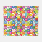 Dr. SeussのABCブロックカラフル文字パターン フリースブランケット (正面(横))