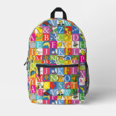 Dr. SeussのABCブロックカラフル文字パターン プリントバックパック (正面)