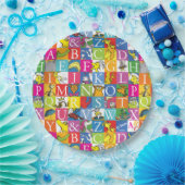 Dr. SeussのABCブロックカラフル文字パターン ペーパープレート (パーティー)