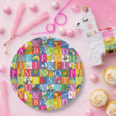 Dr. SeussのABCブロックカラフル文字パターン ペーパープレート (パーティー)