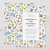 Dr. Seussキャラクターパターン |子供の誕生日 招待状 (正面/裏面)