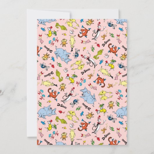 Dr. Seussキャラクターパターン |子供の誕生日 招待状 (裏面)