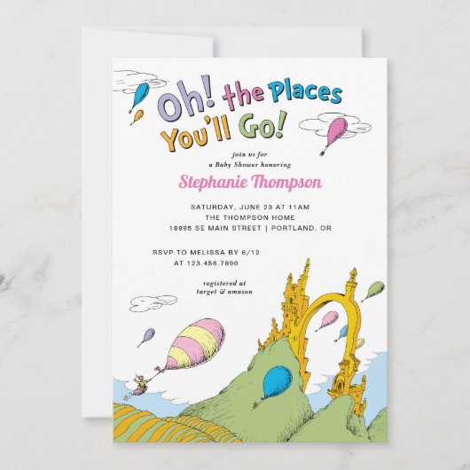 Dr. Seuss – ああ、あなたが赤ちゃんシャワーに行く場所 招待状 (正面)
