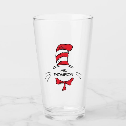 Dr. Seuss | かたつむり帽子の猫 カスタム先生名 タンブラーグラス (正面)