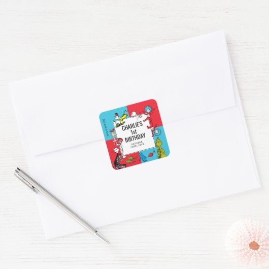 Dr. Seuss -キャラクター |子供の誕生日 スクエアシール (封筒)