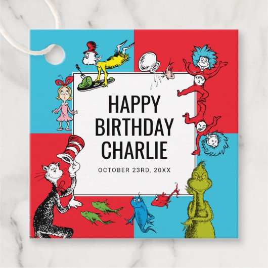 Dr. Seuss -キャラクター |子供の誕生日 フェイバータグ (正面)