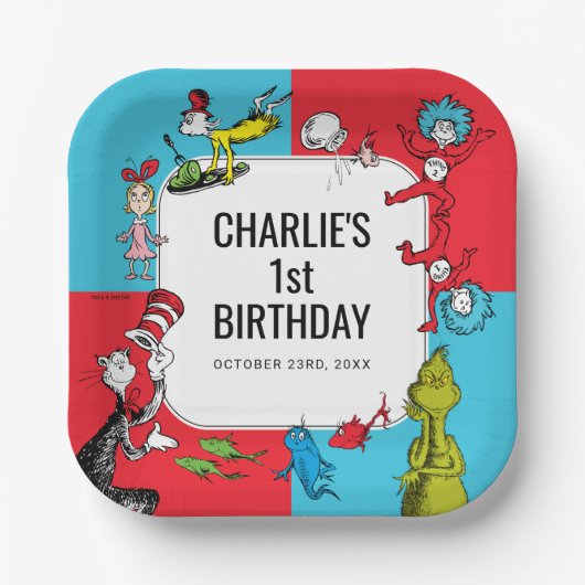 Dr. Seuss -キャラクター |子供の誕生日 ペーパープレート (正面)