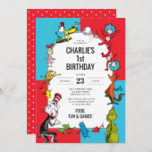Dr. Seuss -キャラクター |子供の誕生日 招待状 (正面/裏面)