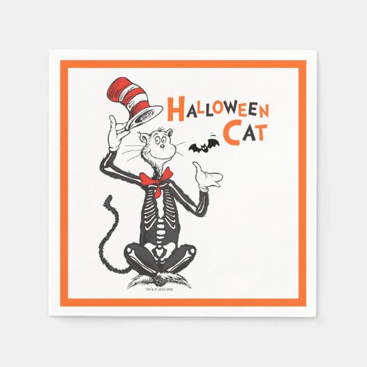Dr. Seuss | ハロウィンの帽子猫 スタンダードカクテルナプキン (正面)