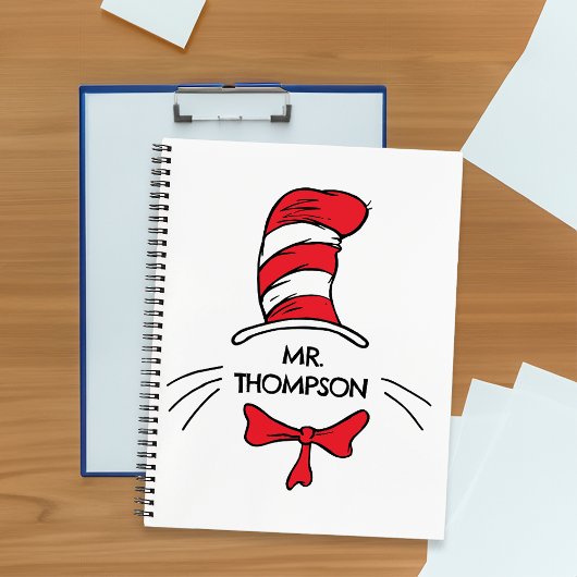 Dr. Seuss | 帽子の中の猫 オリジナル教師名 ノートブック