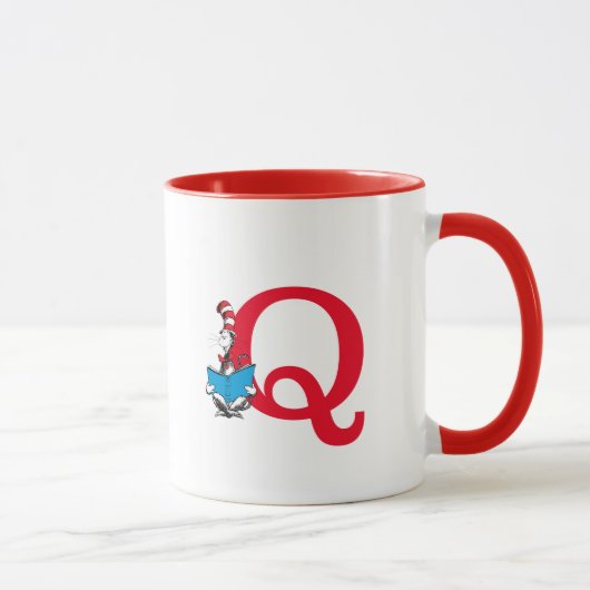 Dr. Seuss+帽子の中の猫 - 読書モノグラム Q マグカップ (右)