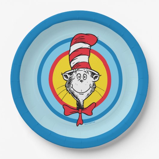 Dr. Seuss | 帽子屋の猫の頭グラフィック ペーパープレート (正面)