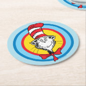 Dr. Seuss | 帽子屋の猫の頭グラフィック ラウンドペーパーコースター (アングル)