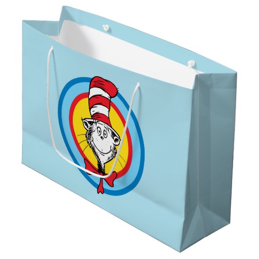 Dr. Seuss | 帽子屋の猫 頭 グラフィック ラージペーパーバッグ (正面アングル)