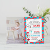 Dr. Seuss Cat in the Hat誕生日写真の追加 招待状 (スタンド正面)