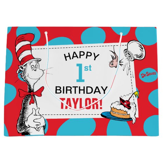 Dr. Seuss Cat in the Hat誕生日 ラージペーパーバッグ (正面)