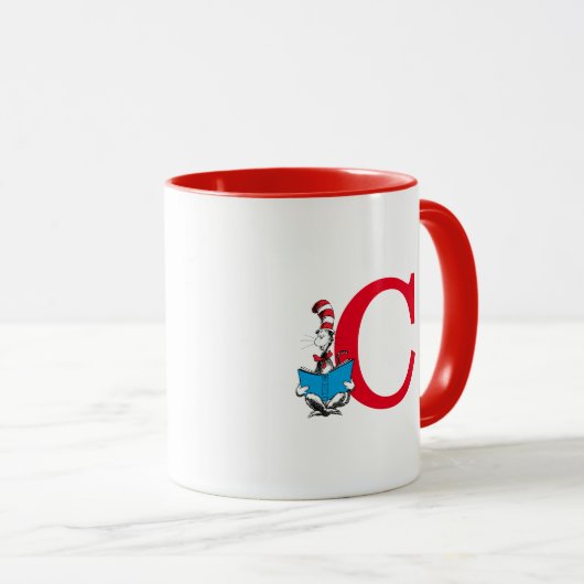 Dr. Seuss Cat in the Hat - 読s Monogram C マグカップ (正面右)