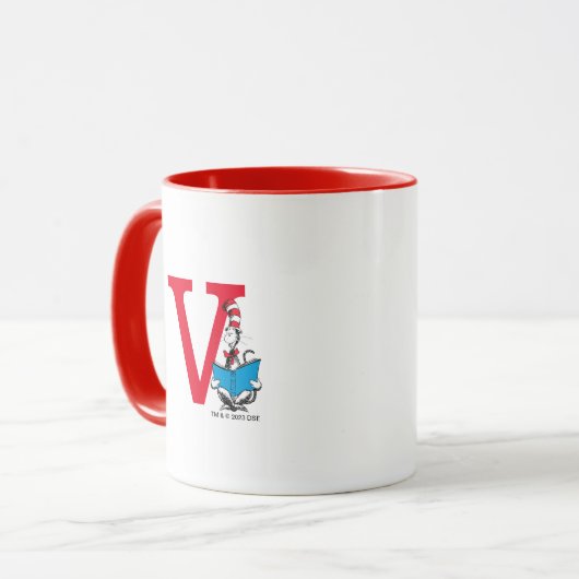 Dr. Seuss Cat in the Hat - 読s Monogram V マグカップ (正面左)