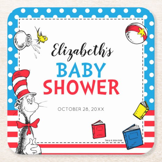 Dr. Seuss - Cat in the Hat Baby Shour スクエアペーパーコースター (正面)