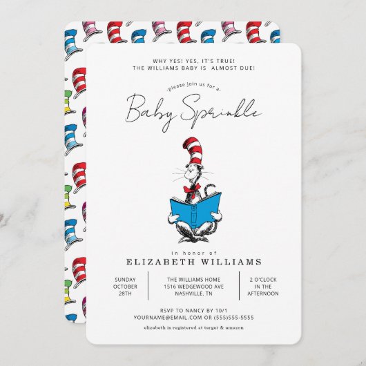 Dr. Seuss - Cat in the Hat Sprinkle 招待状 (正面/裏面)