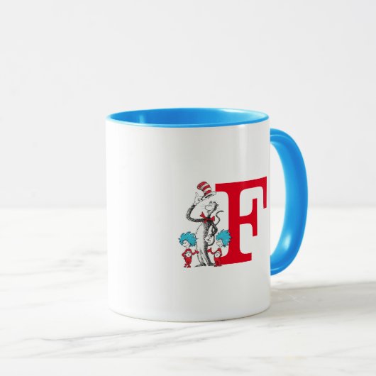 Dr. Seuss Cat in the Hat, Thing One Monogram F マグカップ (正面右)
