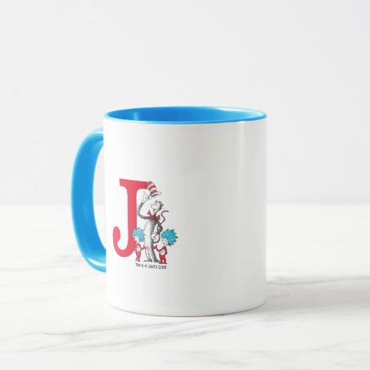 Dr. Seuss Cat in the Hat, Thing One Monogram J マグカップ (正面左)