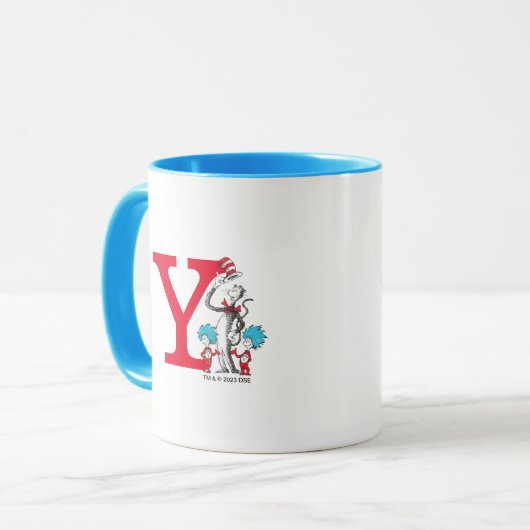 Dr. Seuss Cat in the Hat, Thing One Monogram Y マグカップ (正面左)