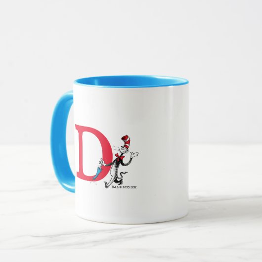 Dr. Seuss Cat in the Hat Umbrelar Walk Monogram D マグカップ (正面左)