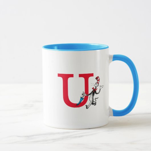 Dr. Seuss Cat in the Hat Umbrelar Walk Monogram U マグカップ (右)