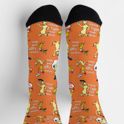 Dr. Seuss Green Eggs and Ham Character Pattern ソックス (上部)